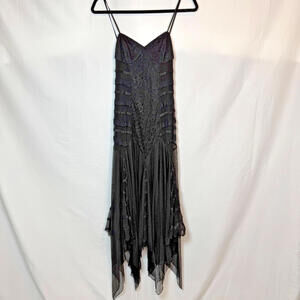 Haute Hippie Women's XS Black Whimsigoth Lace Silk Slip Dress Witchy
